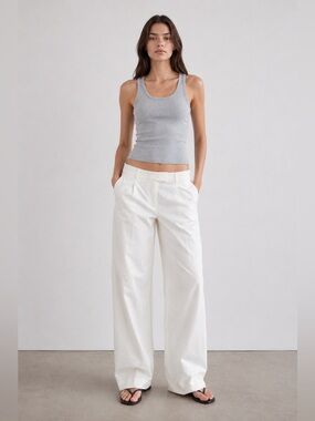 The Kooples straight-Leg Pleaded Trousers Cuffed — 100% Cotton Ivory Spring NWT